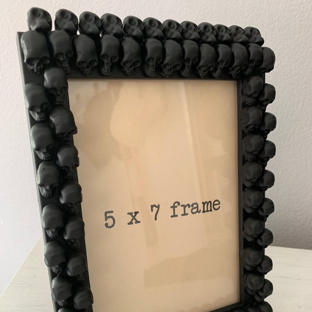 5x7 Matte Black Skull Picture Print Tabletop Wall Frame Gothic Spooky Halloween